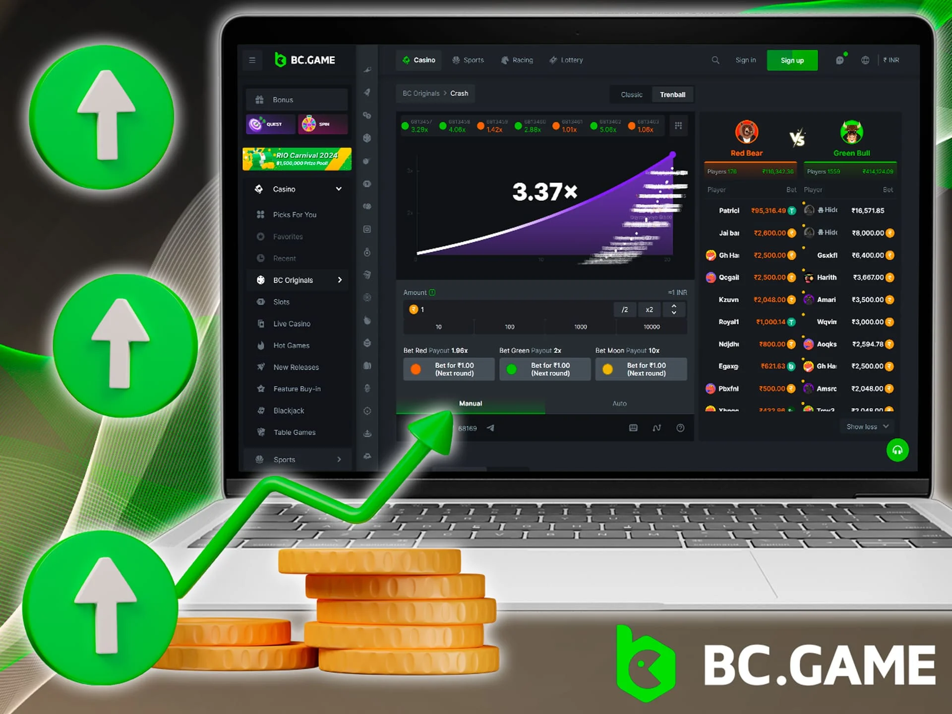 BC Game Crash is about ease of use, big wins and unpredictable results.