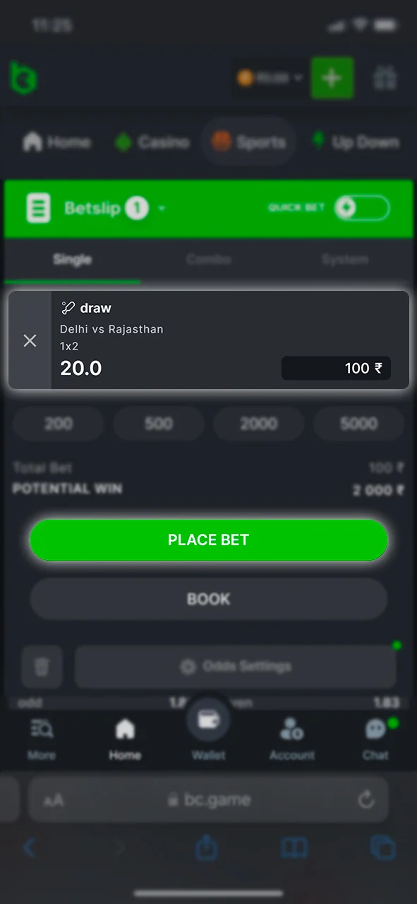 Predict the outcome of the match and place your cricket bet at BC Game.