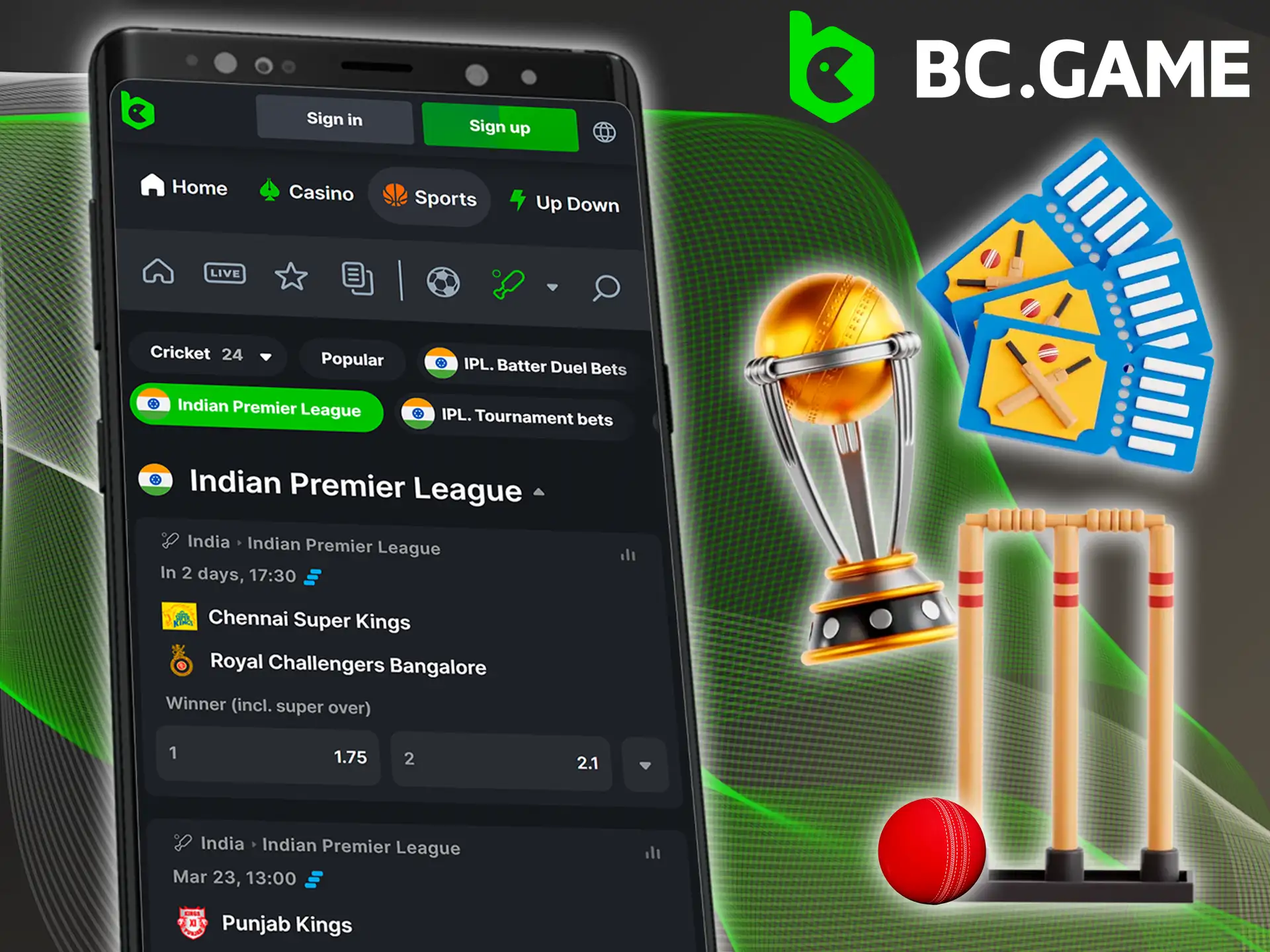 You can always be a part of IPL matches with the mobile version of the BC Game website.