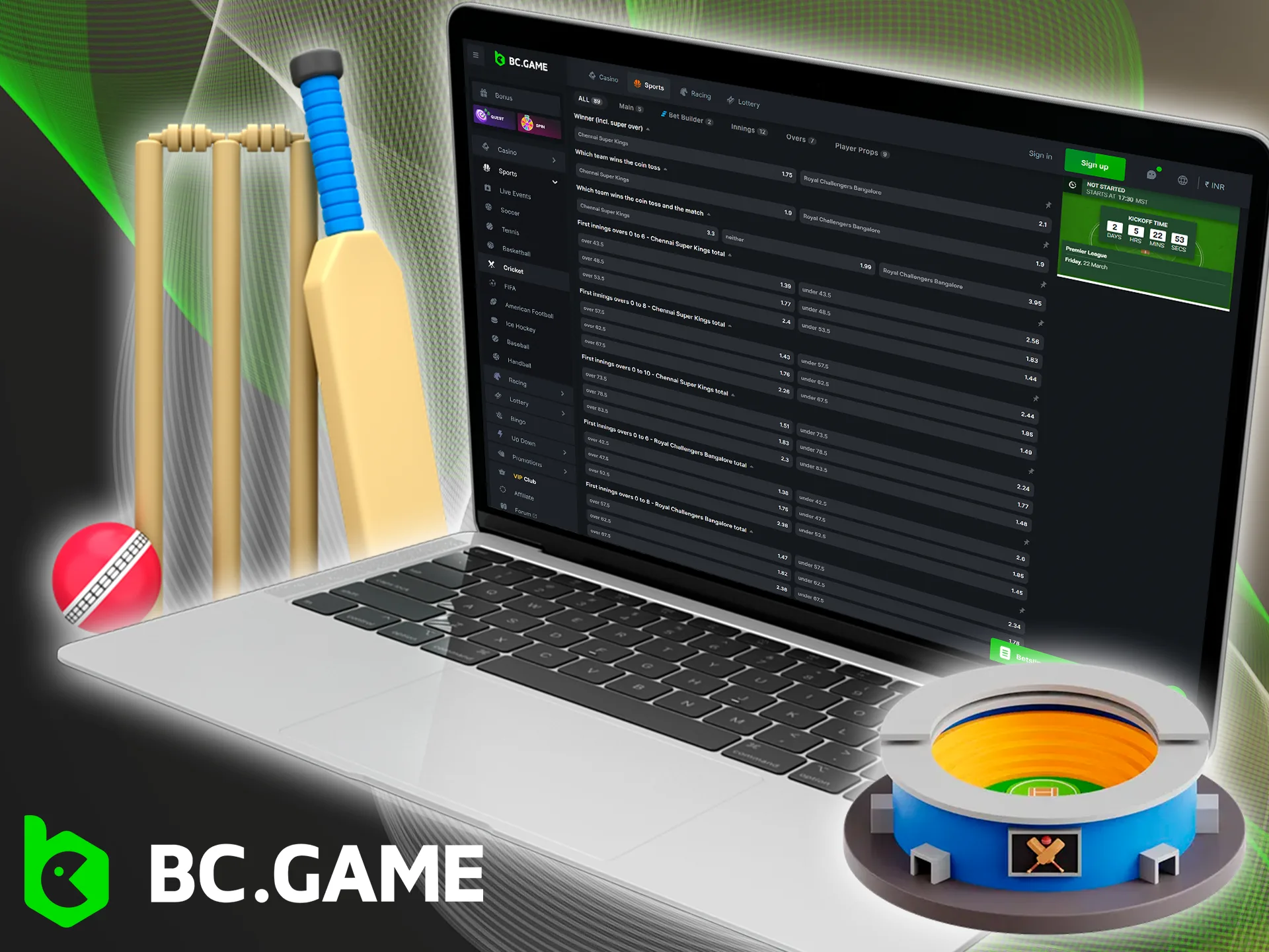 Sign up for BC Game to join other players and start betting on IPL.