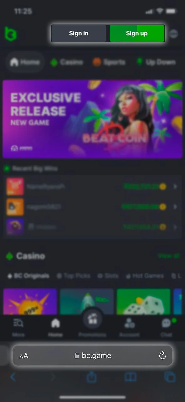 Register or log in to your BC Game account to start betting on a live IPL match.