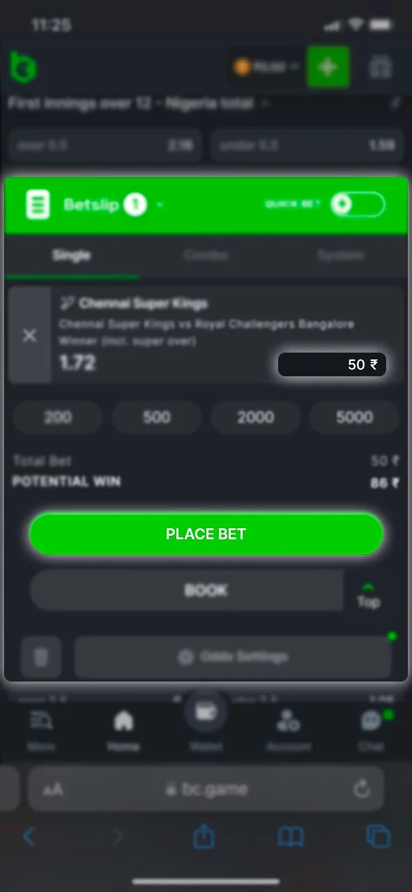 Specify the amount, place your bet and win with BC Game.