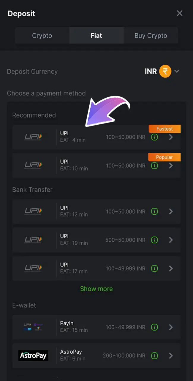 Make your first deposit into your BC Game account.