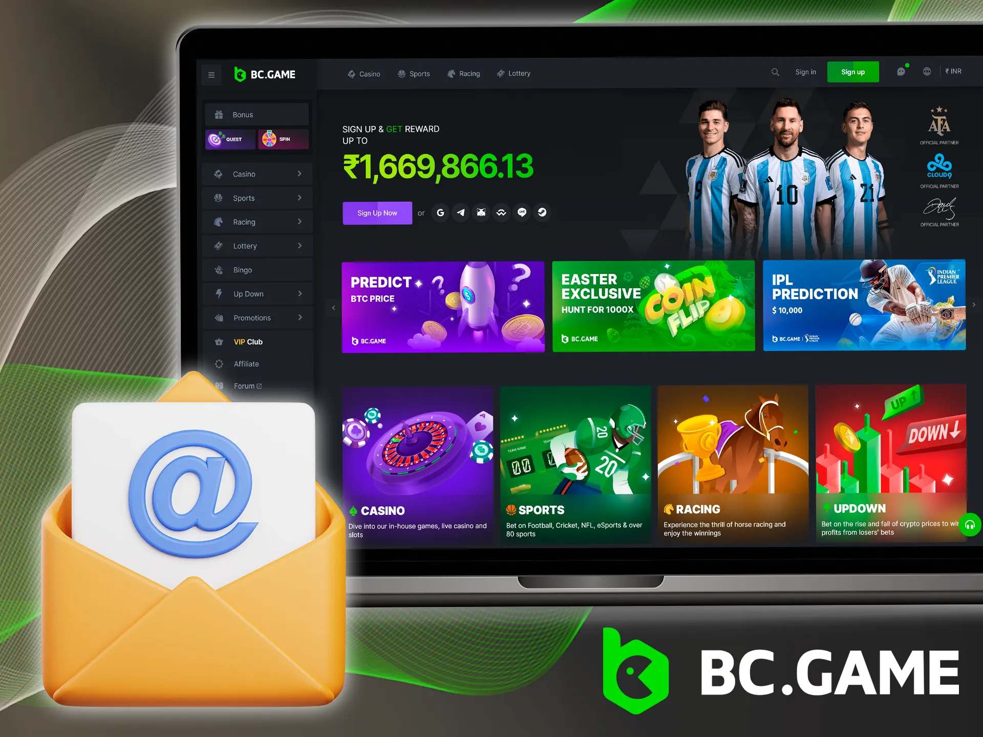 Send details of your problem to BC Game's email.