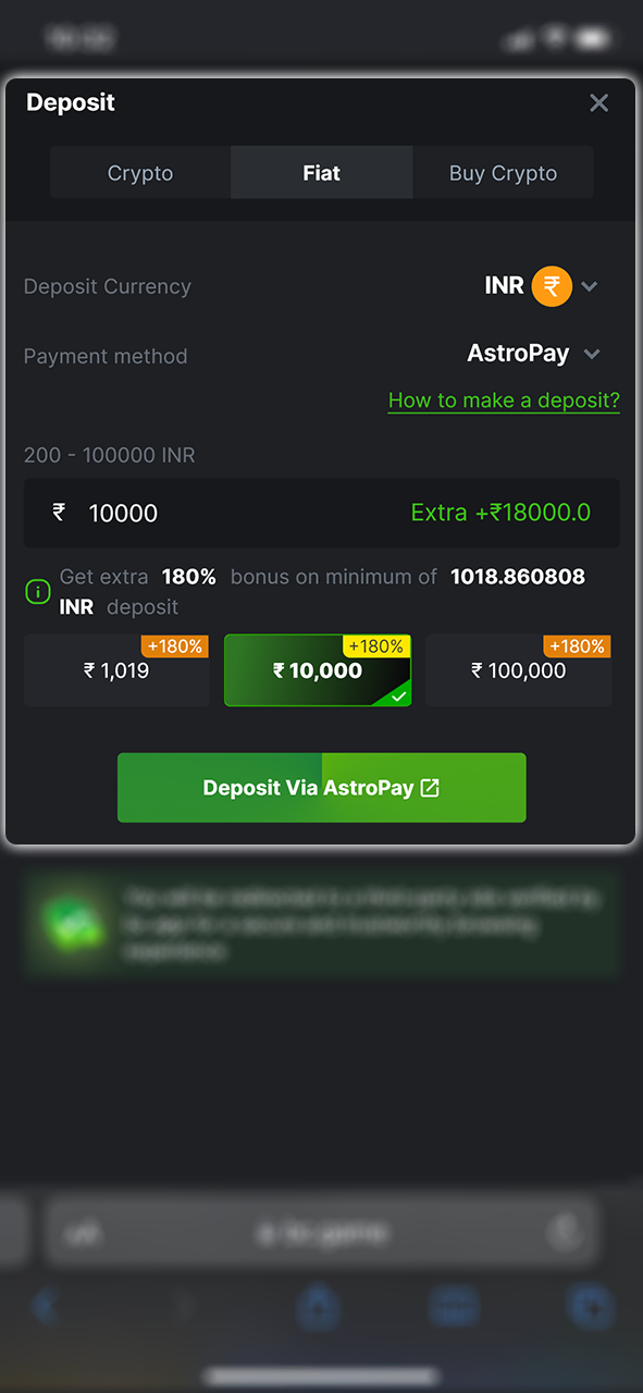 Fund your BC Game account using one of the available methods.