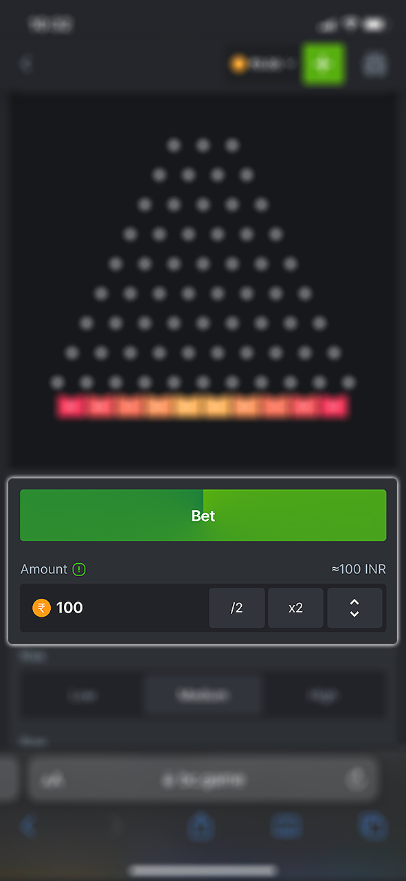 Enter your bet amount and start playing Plinko at BC Game.