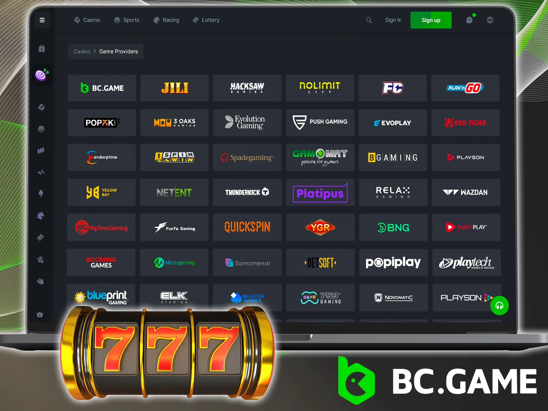 Check out the list of providers whose slot games are featured at BC Game.