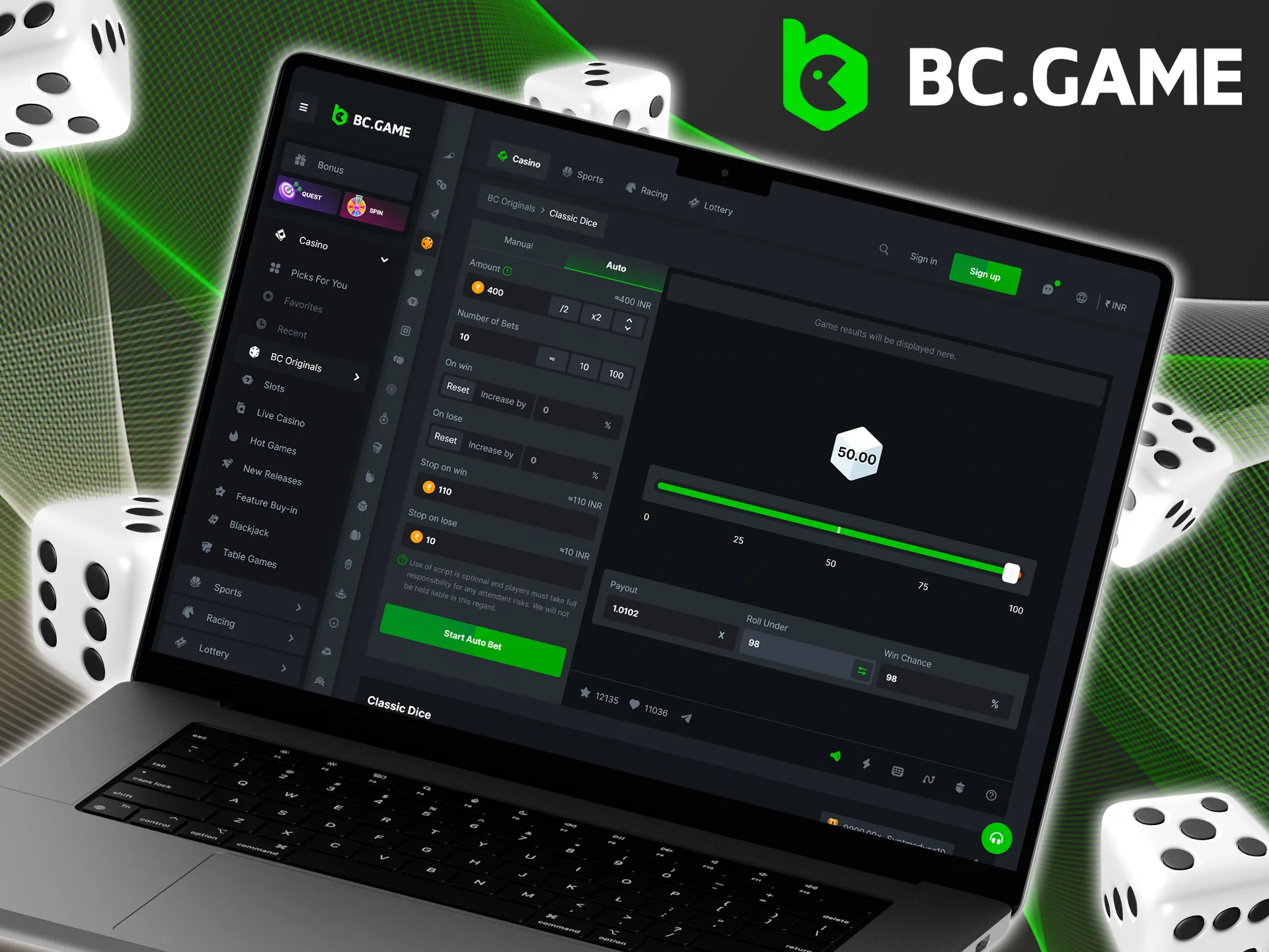 Familiarize yourself with the strategies and become a professional Classic Dice player at BC Game.