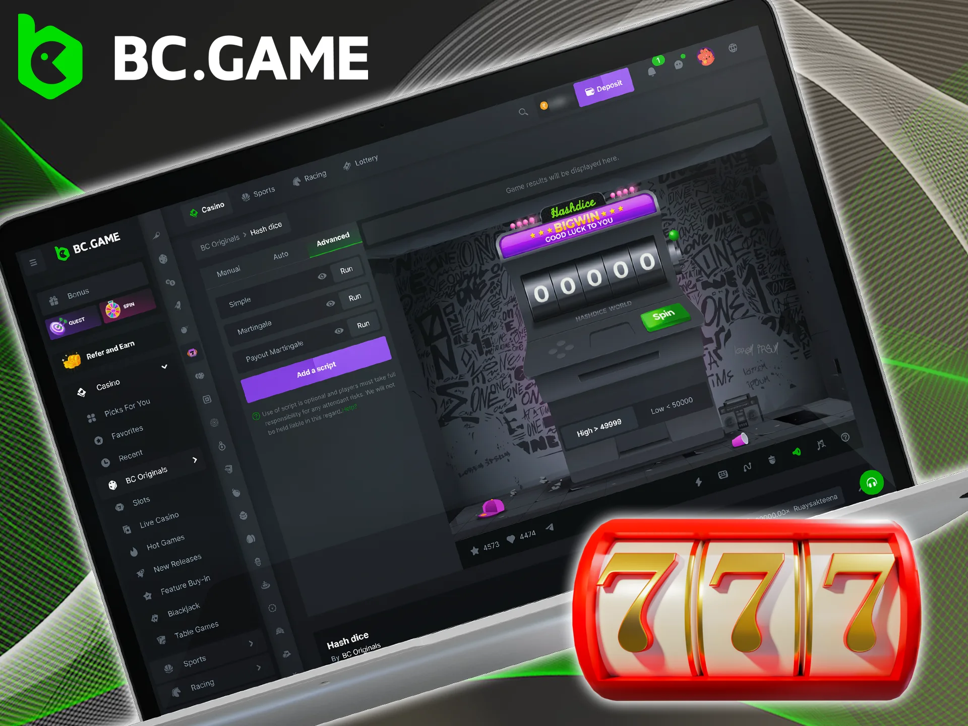 Familiarize yourself with the rules of Hash Dice by BC Game.