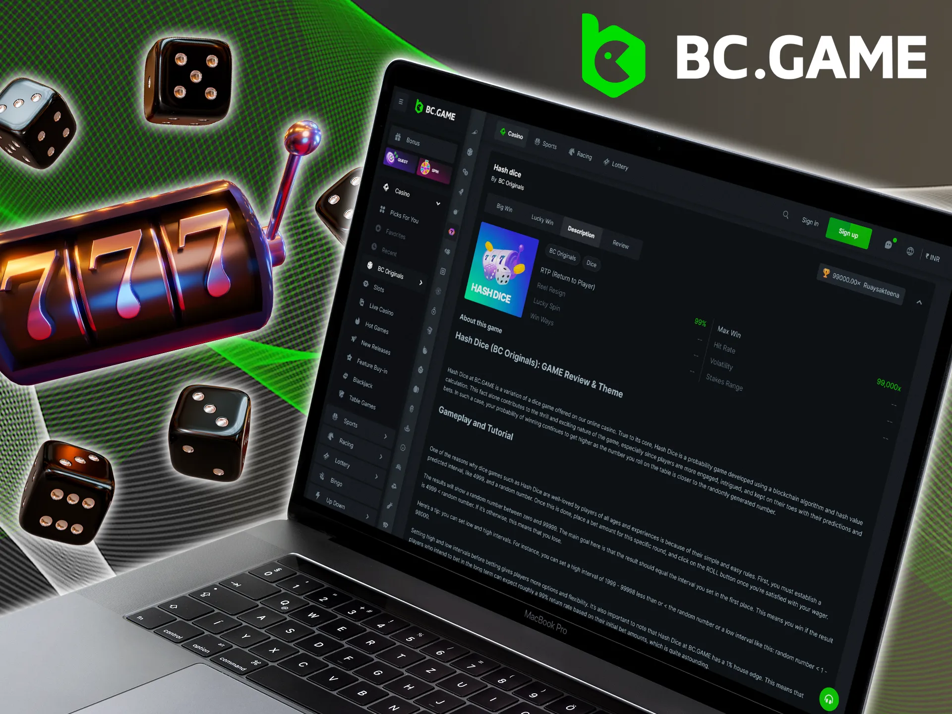 Go to BC Game and find a game you like.