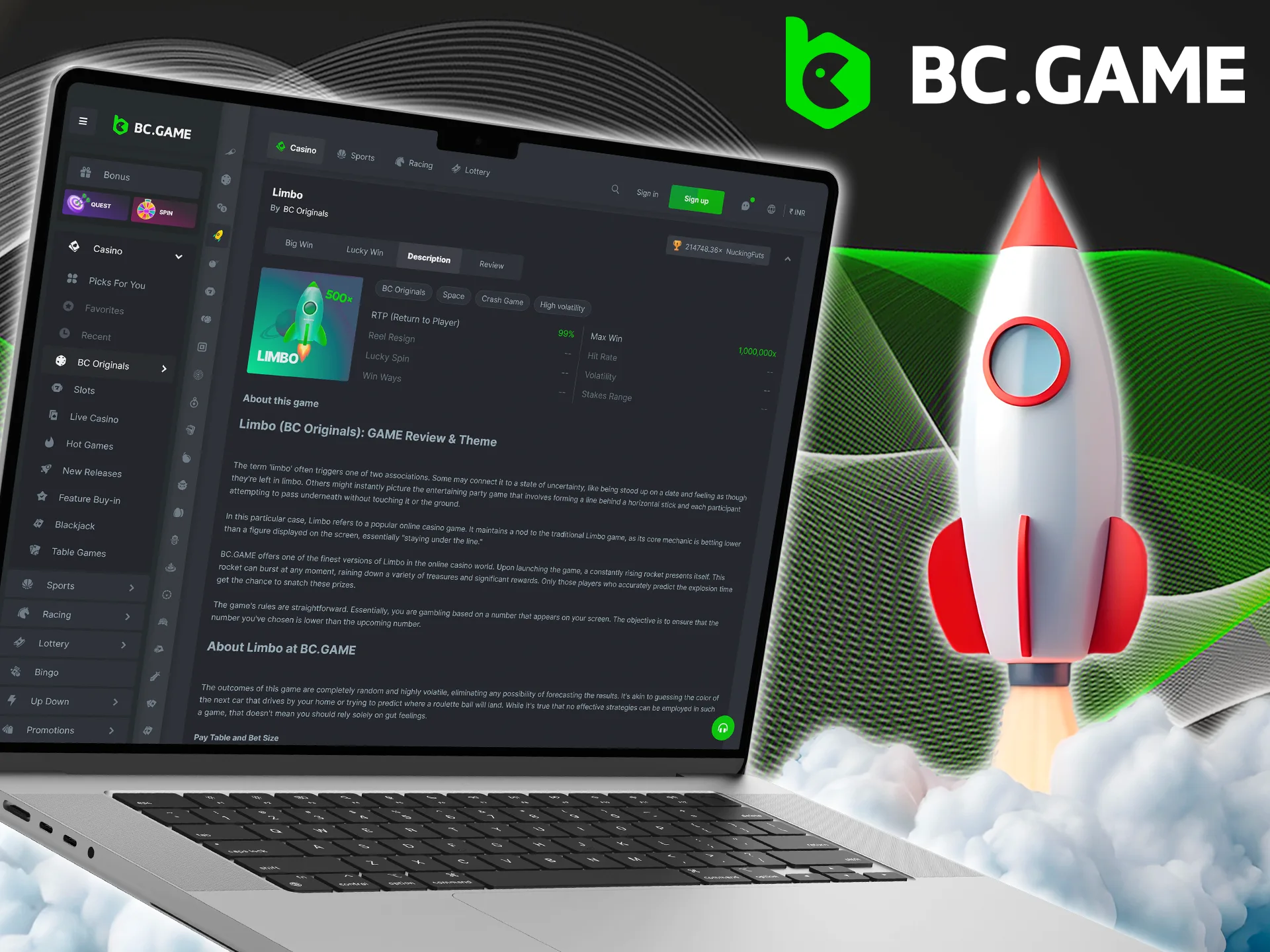 Join BC Game and have an unforgettable experience playing Limbo.