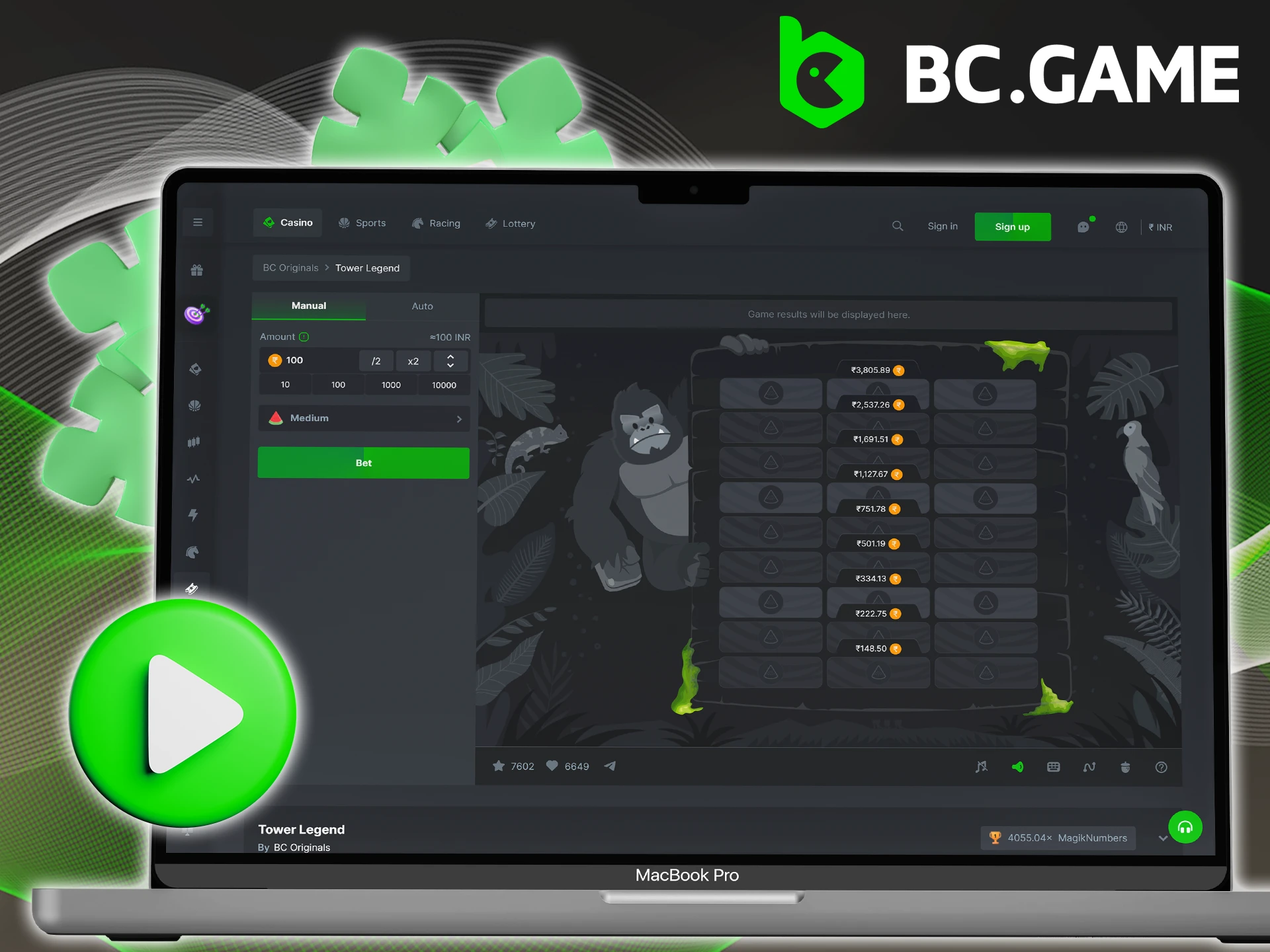 Get an unforgettable experience with Tower Legend by BC Game.