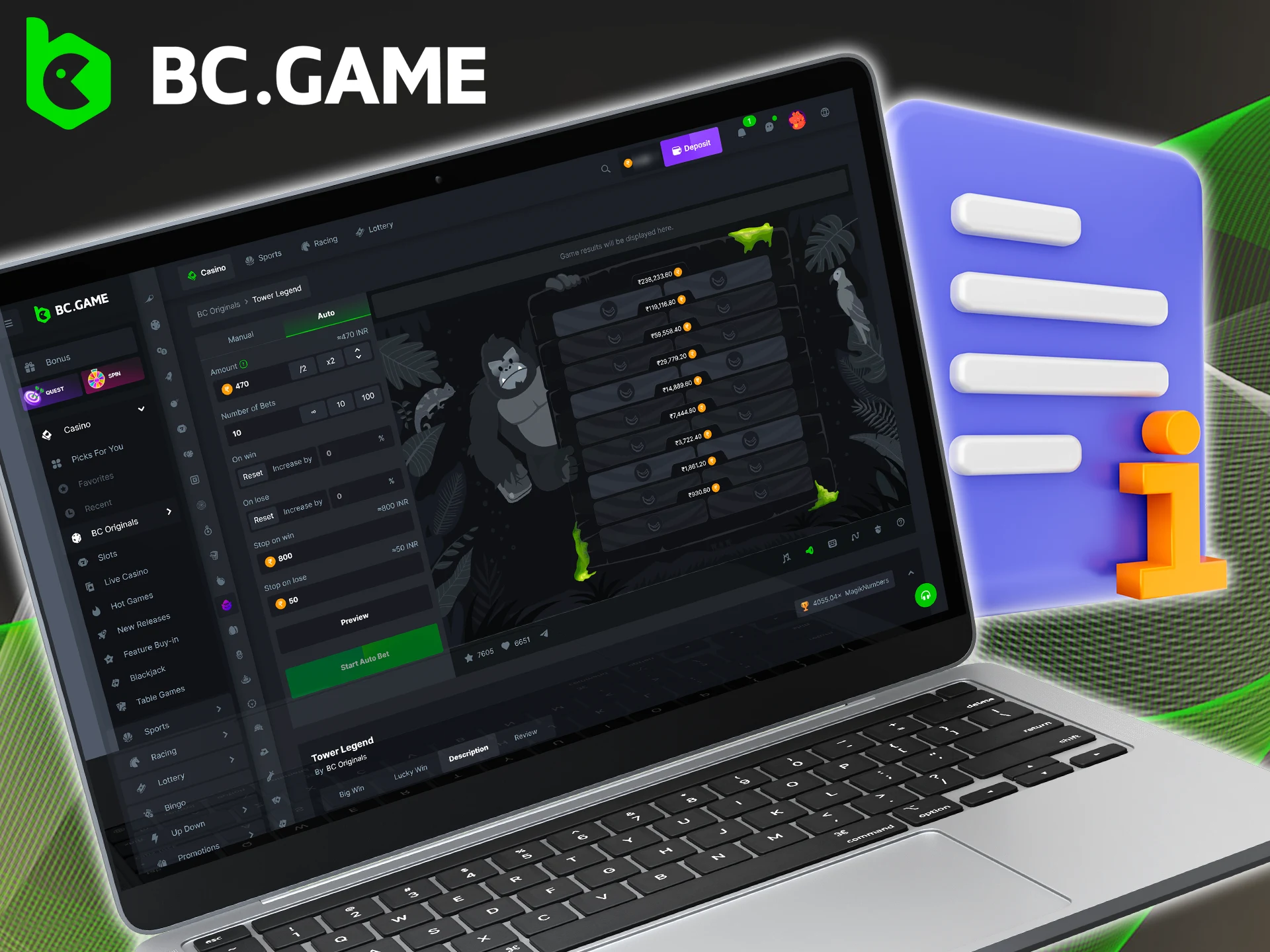 Learn the rules of Tower Legend by BC Game to increase your chances of winning.