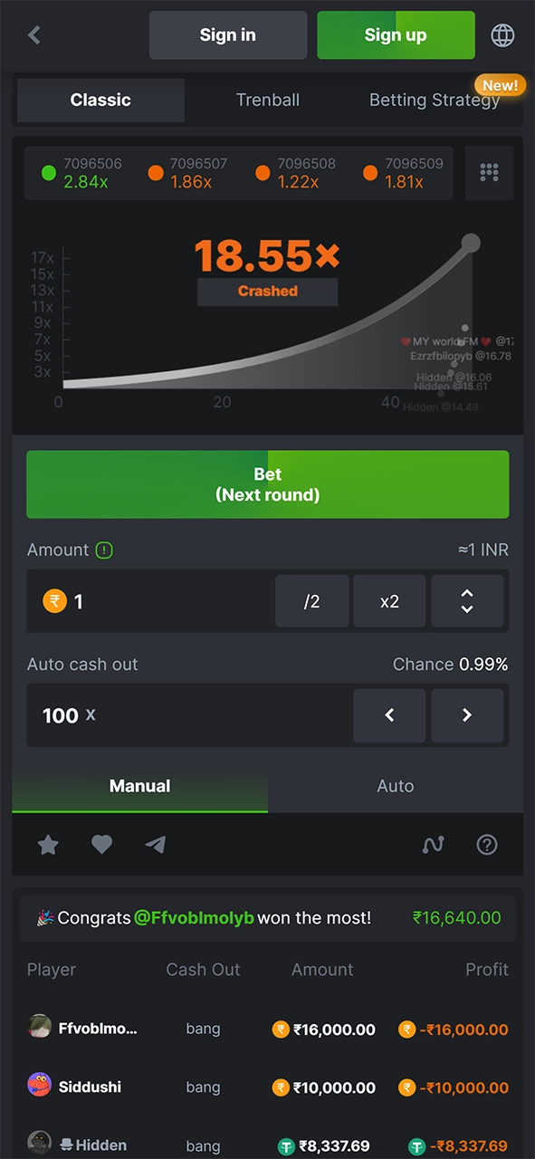 Cash out your bet at BC Game Crash before the end of the round.