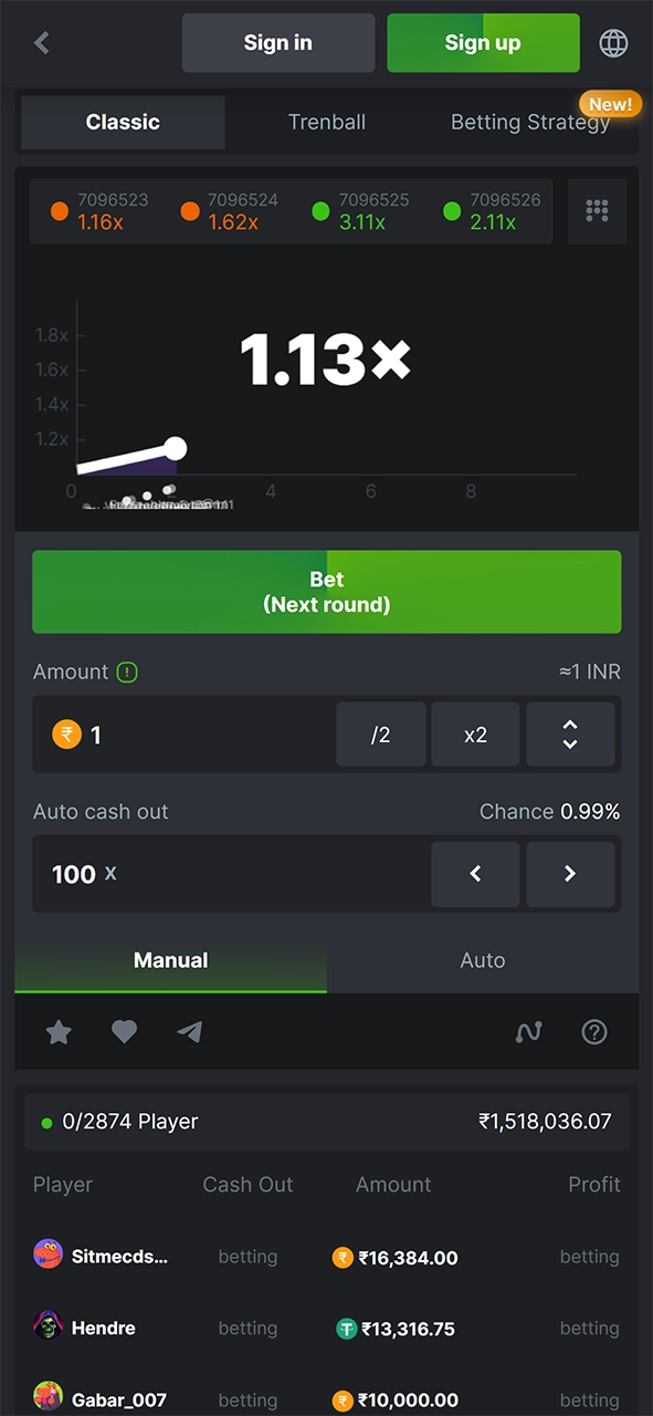 Go to BC Game and start playing Crash.