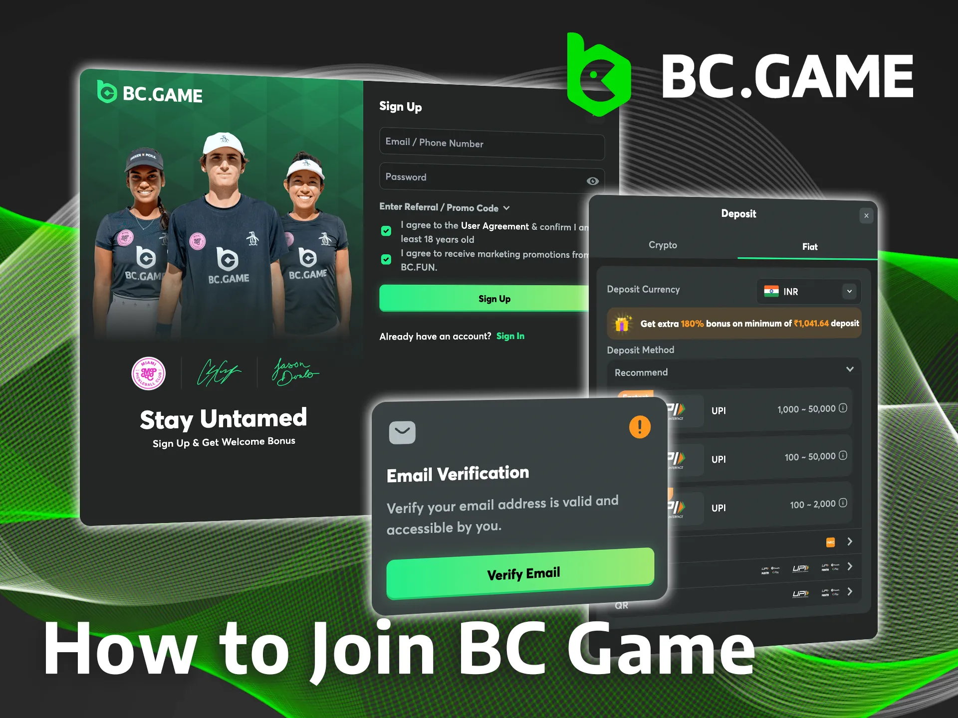 Simple steps to register and start playing on BC Game.